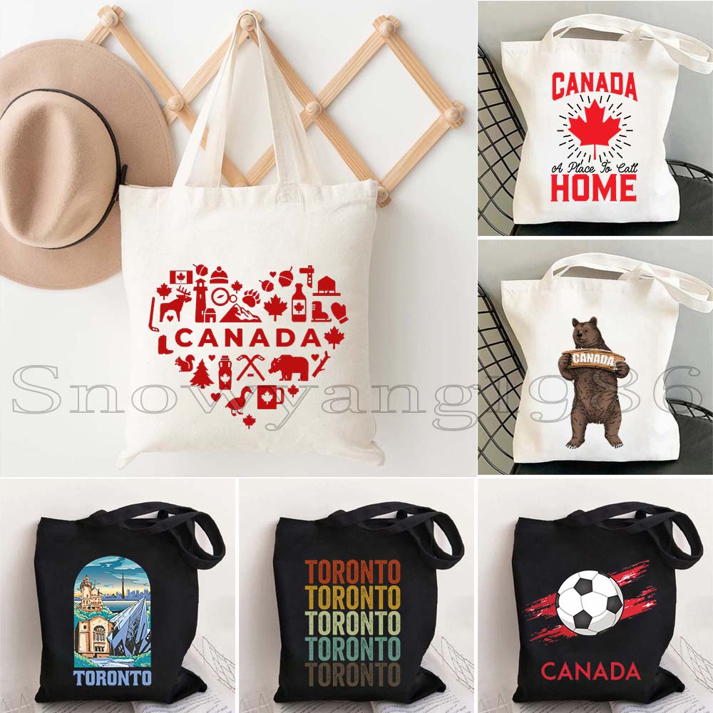 Women Bags Canada - Torba płócienna z mapą Kanady, flagą,