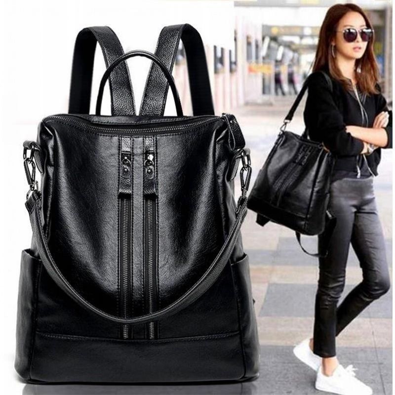 Women Bags Deals - Damski plecak ze skóry ekologicznej, czarny,