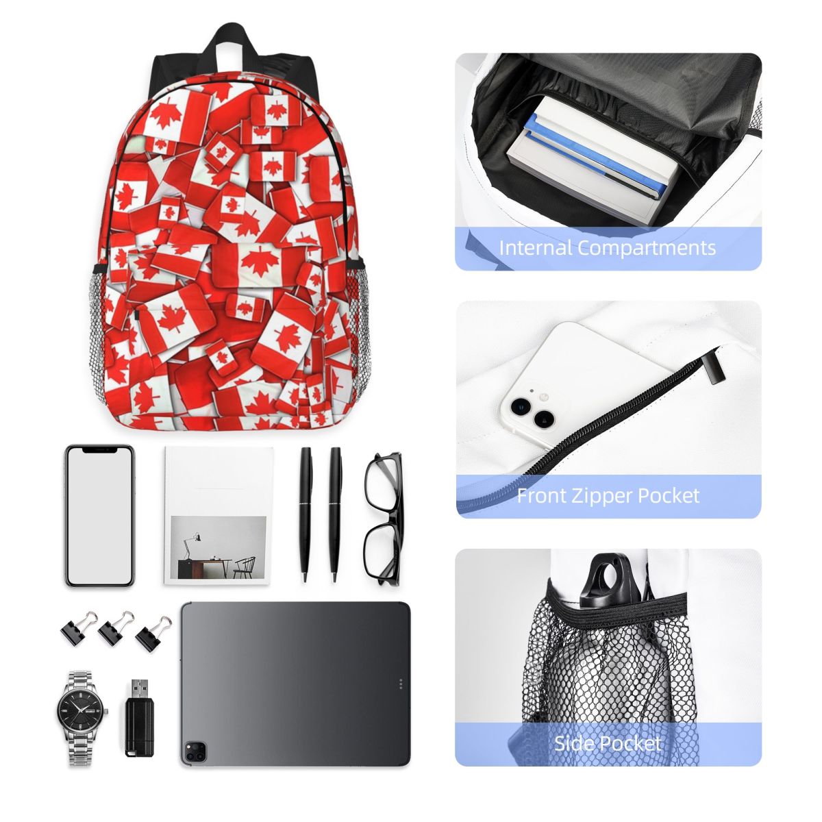 Women Bags Canada - Plecak z motywem flagi Kanady, hit