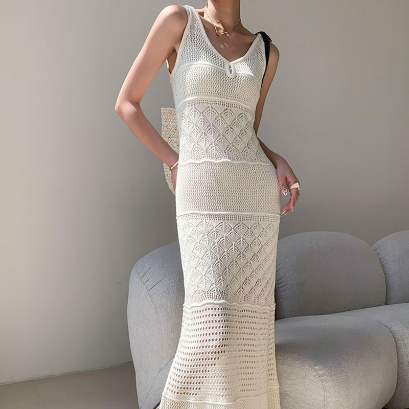 Women X Bags - Odzież damska Slim Hollow Out Sundress