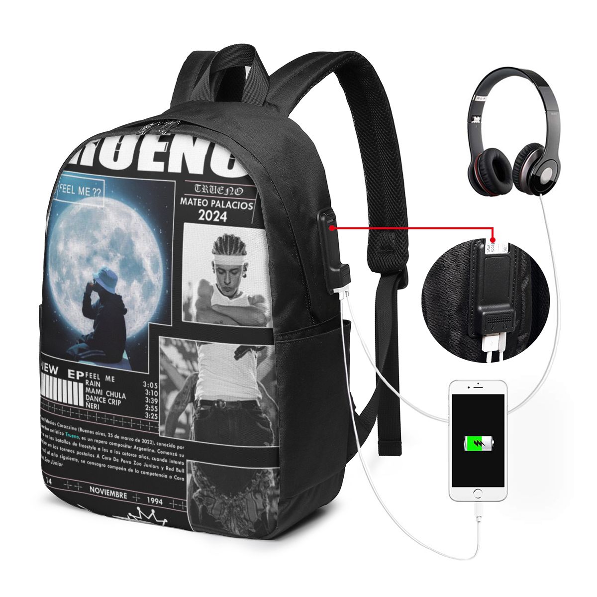 Women'S Bag - Zabawny plecak Trueno Hip Hop Rapper,