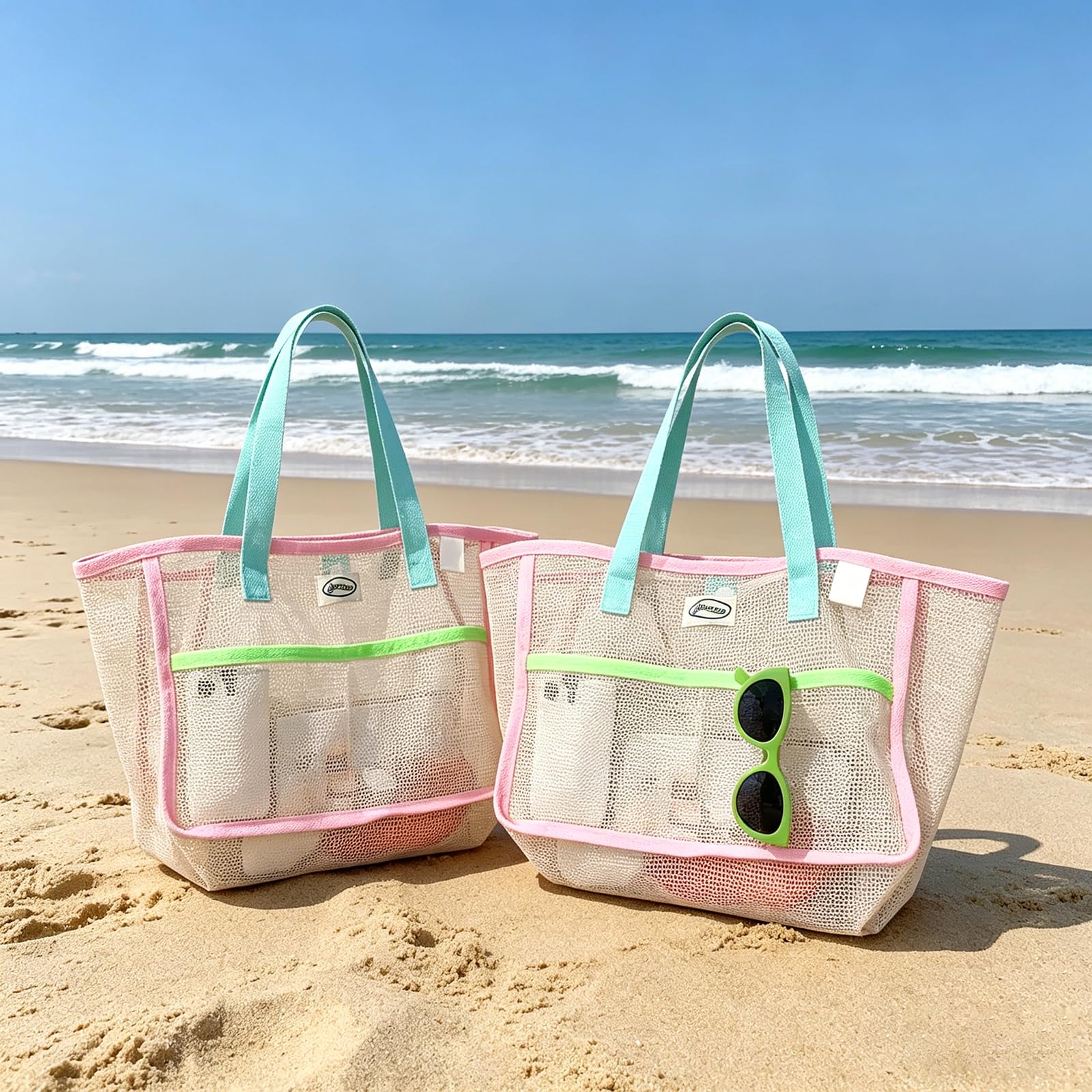 Women Bags Deals - Torby plażowe damskie, kolorowe, składane, siatkowe